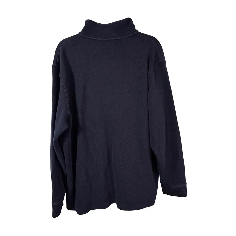 Ralph Lauren Polo‎ Mens XXL Navy Blue Cotton 1/4 Zip Long Sleeve Pullover Preppy